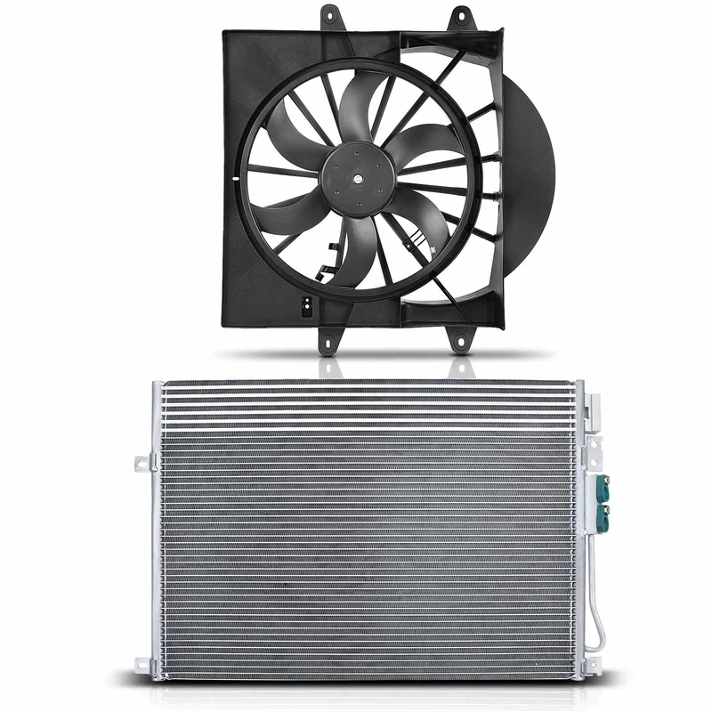 AC Condenser & Single Cooling Fan Assembly Kit for Jeep Commander Grand Cherokee