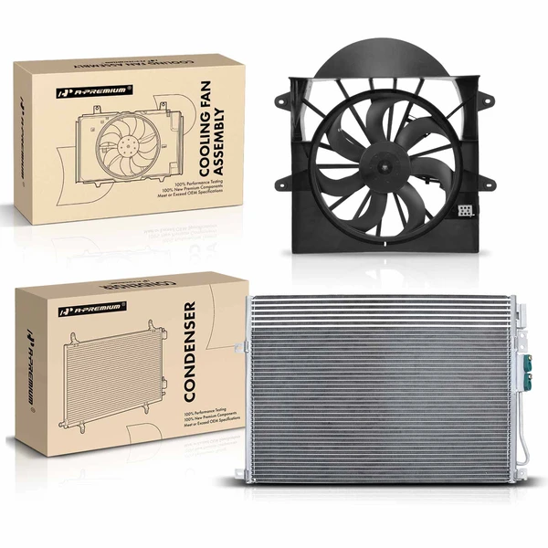 AC Condenser & Cooling Fan Assembly Kit for Jeep Grand Cherokee Commander