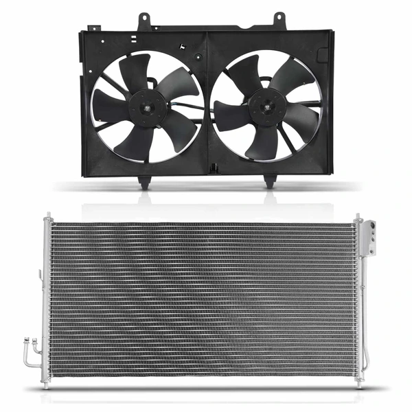 AC Condenser & Dual Cooling Fan Assembly Kit for 2003-2007 Nissan Murano