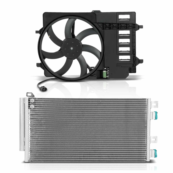 AC Condenser & Single Cooling Fan Assembly Kit for 2002-2008 Mini Cooper