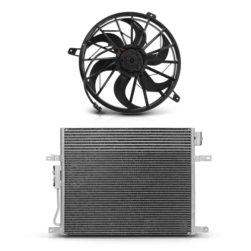 AC Condenser & Single Cooling Fan Assembly Kit for Jeep Grand Cherokee 2004 L6 4.0L