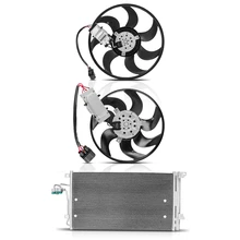 1 Pc AC Condenser & 2 Pcs Single Cooling Fan Assembly Kit for Audi Q7 09-13 VW Touareg 09-10