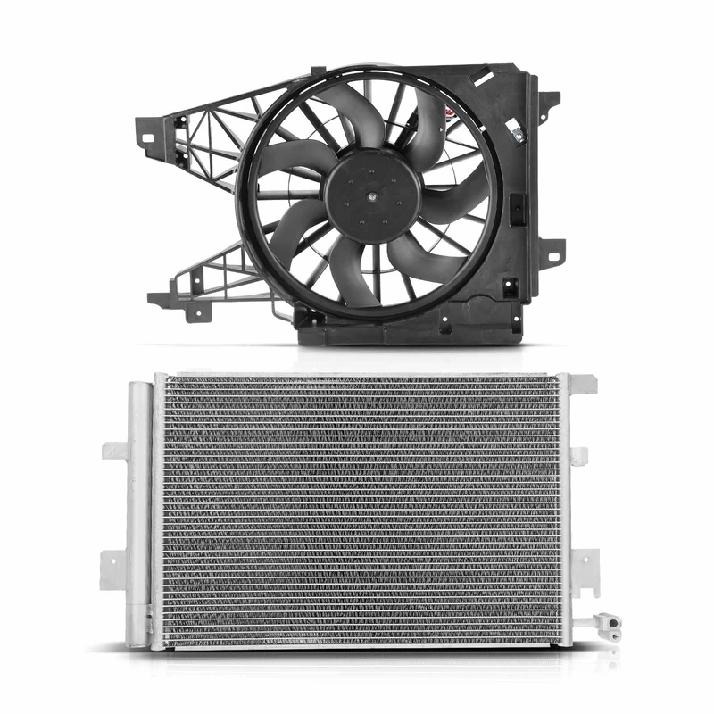 AC Condenser & Single Cooling Fan Assembly Kit for Chevrolet Corvette Cadillac XLR