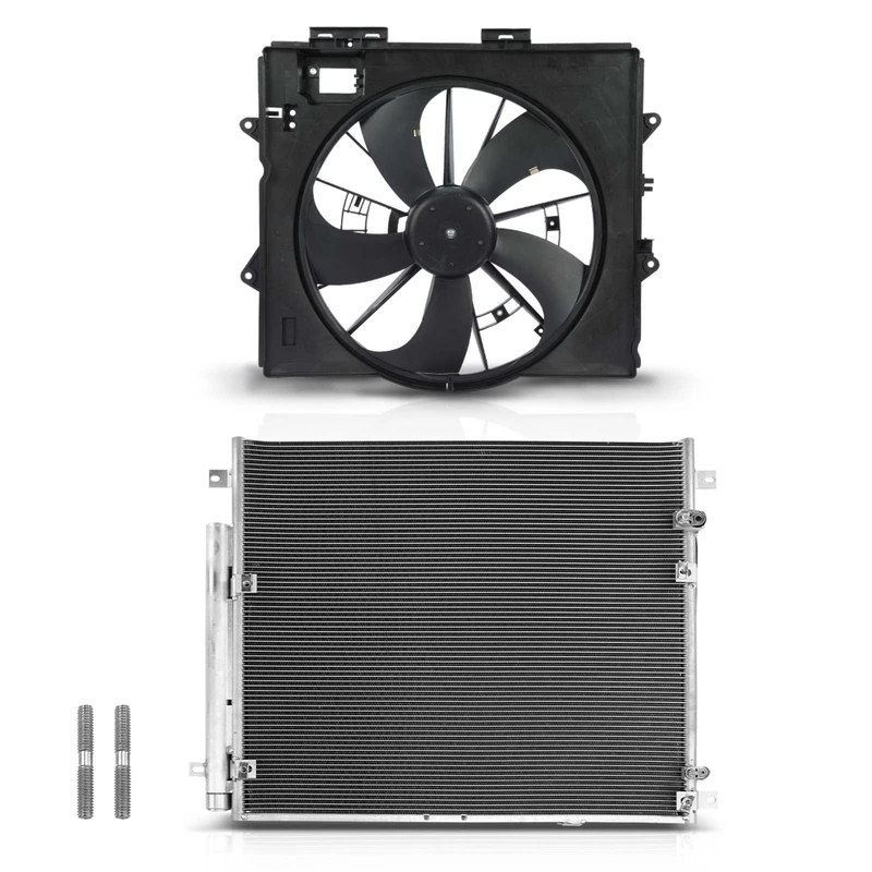 AC Condenser & Single Cooling Fan Assembly Kit for Cadillac SRX 2009 STS 2009-2011 3.6L