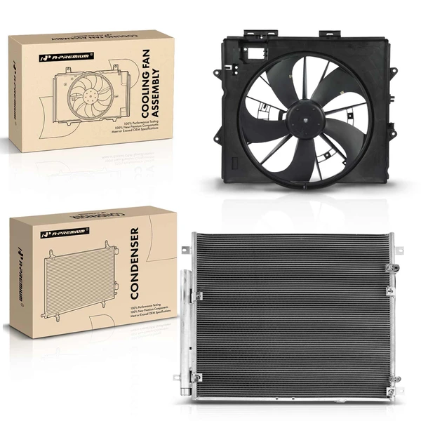 AC Condenser & Single Cooling Fan Assembly Kit for Cadillac SRX 2009 STS 2009-2011 3.6L