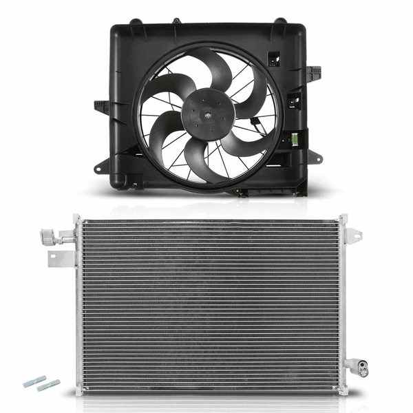AC Condenser & Single Cooling Fan Assembly Kit for Ford Mustang 2005-2009