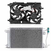 AC Condenser & Dual Cooling Fan Assembly Kit for Ford Fusion Lincoln 3.5L