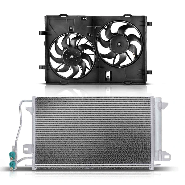 AC Condenser & Dual Cooling Fan Assembly Kit for Lincoln MKZ 2007-2009 V6 3.5L