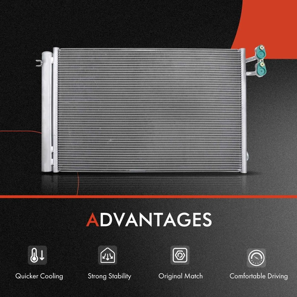 AC Condenser & Single Cooling Fan Assembly Kit for BMW E84 X1 2013-2015 E89 Z4 L6 3.0L