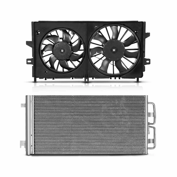 AC Condenser & Dual Cooling Fan Assembly Kit for Buick LaCrosse 2008 Chevrolet