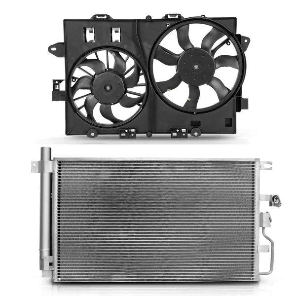 AC Condenser & Dual Cooling Fan Assembly Kit for 2006-2008 Pontiac Torrent