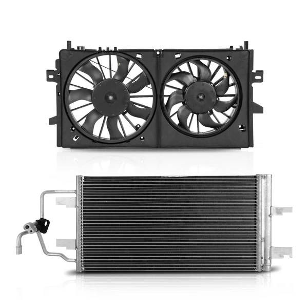 AC Condenser & Dual Cooling Fan Assembly Kit for 2006-2007 Chevrolet Monte Carlo