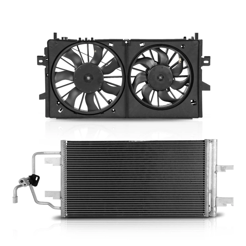 AC Condenser & Dual Cooling Fan Assembly Kit for Chevrolet Impala 06-09 Buick