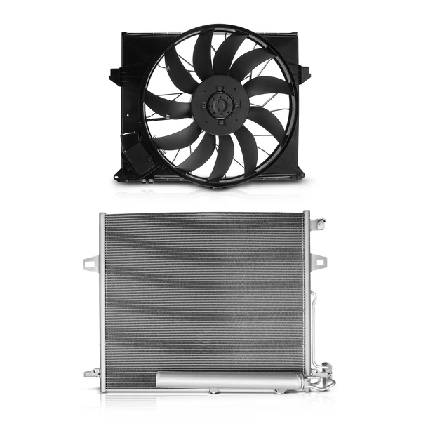 AC Condenser & Single Cooling Fan Assembly Kit for 2010-2012 Mercedes-Benz GL350