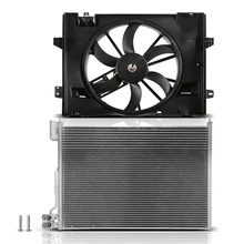 AC Condenser & Single Cooling Fan Assembly Kit for Ford Lincoln Mercury V8 4.6L