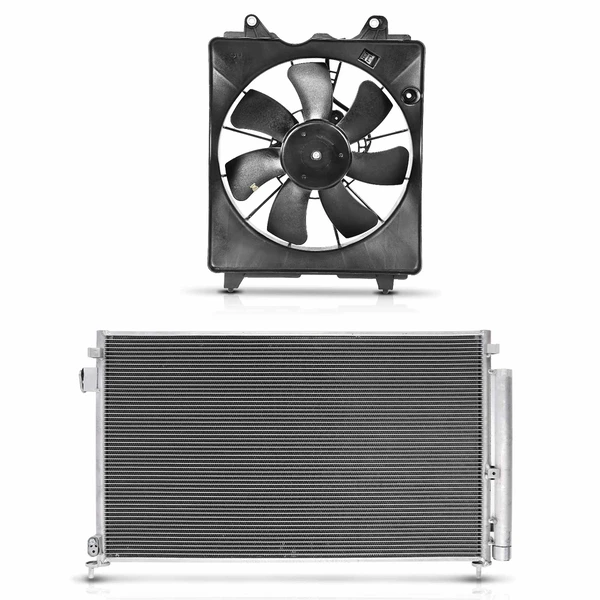 AC Condenser & Single Cooling Fan Assembly Kit for 2006-2011 Honda Civic