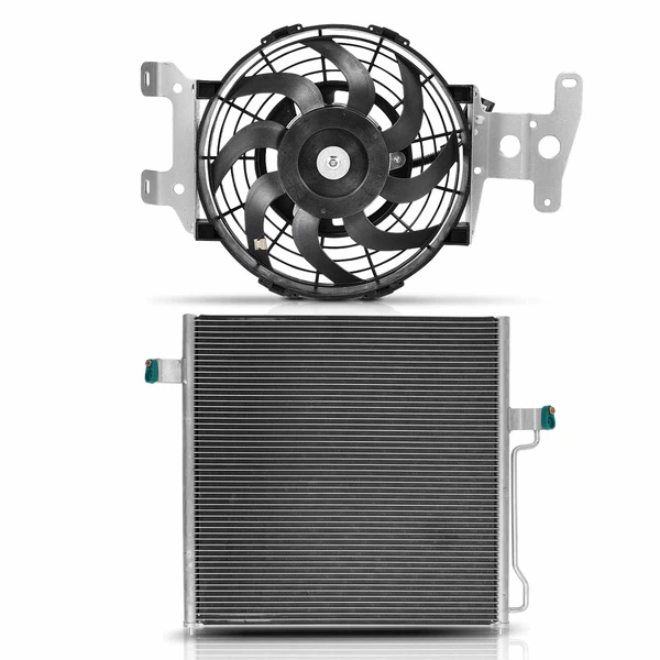 AC Condenser & Single Cooling Fan Assembly Kit for 2006-2010 Mercury Mountaineer