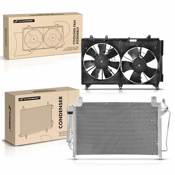 AC Condenser & Dual Cooling Fan Assembly Kit for 2007-2009 Mazda CX-7