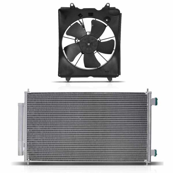 AC Condenser & Single Cooling Fan Assembly Kit for Honda CR-V 2010-2011 2.4L