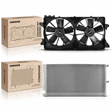 AC Condenser & Dual Cooling Fan Assembly Kit for Ford F150 Expedition Lincoln