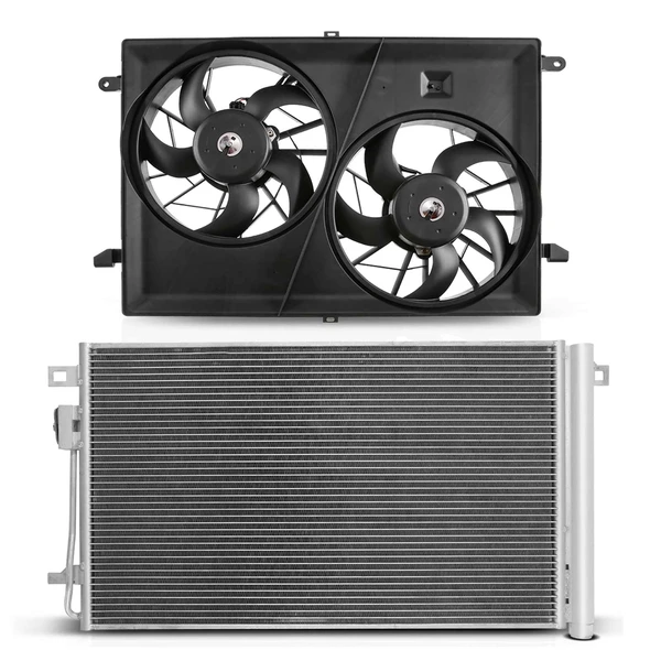 AC Condenser & Dual Cooling Fan Assembly Kit for 2007-2016 GMC Acadia