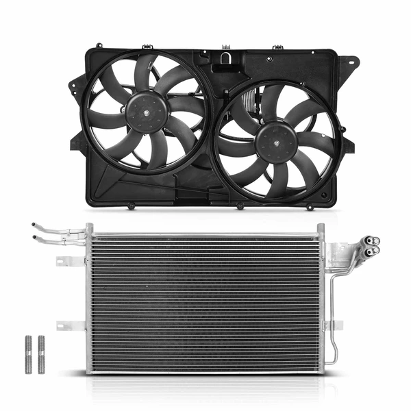 AC Condenser & Dual Cooling Fan Assembly Kit for 2009 Ford Flex
