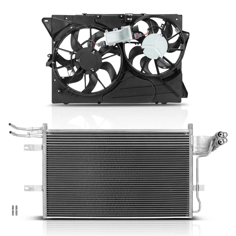 AC Condenser & Dual Cooling Fan Assembly Kit for Ford Flex Lincoln 2010-2012