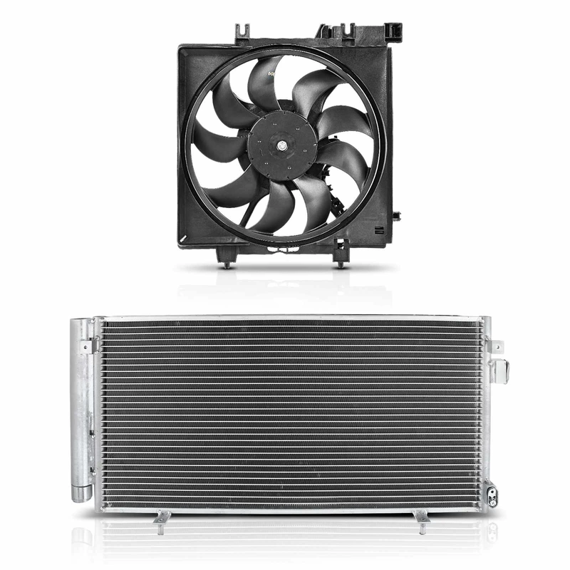 AC Condenser & Single Cooling Fan Assembly Kit for Subaru Forester Impreza WRX STI 2.5L