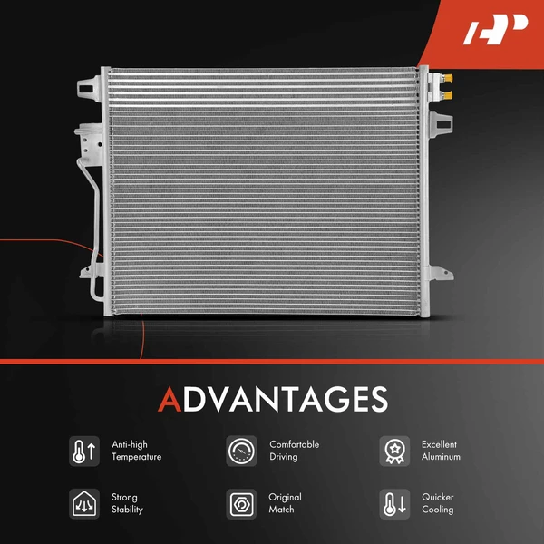 AC Condenser & Single Cooling Fan Assembly Kit for Dodge Grand Caravan 2008-2020