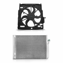 AC Condenser & Single Cooling Fan Assembly Kit for 2011-2013 BMW X5
