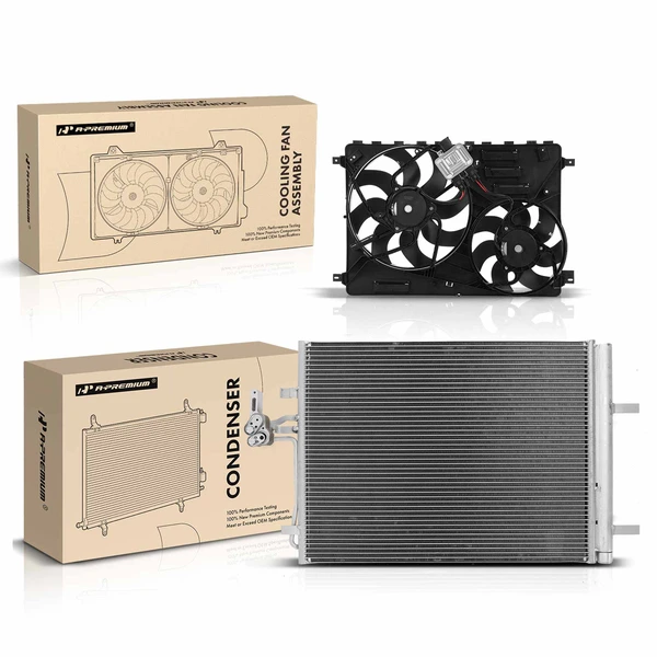 AC Condenser & Cooling Fan Assembly Kit for Land Rover Discovery Sport LR2 L4 2.0L