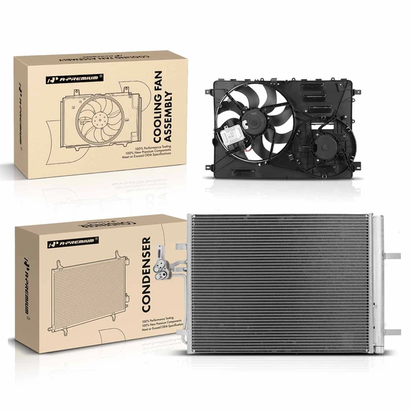 AC Condenser & Single Cooling Fan Assembly Kit for Land Rover Discovery Sport