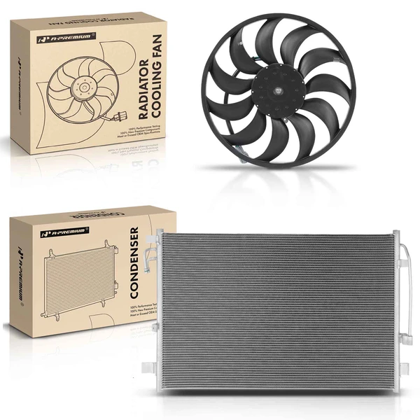 AC Condenser & Single Cooling Fan Assembly Kit for Nissan Murano 2009-2014 Quest 2011-2017
