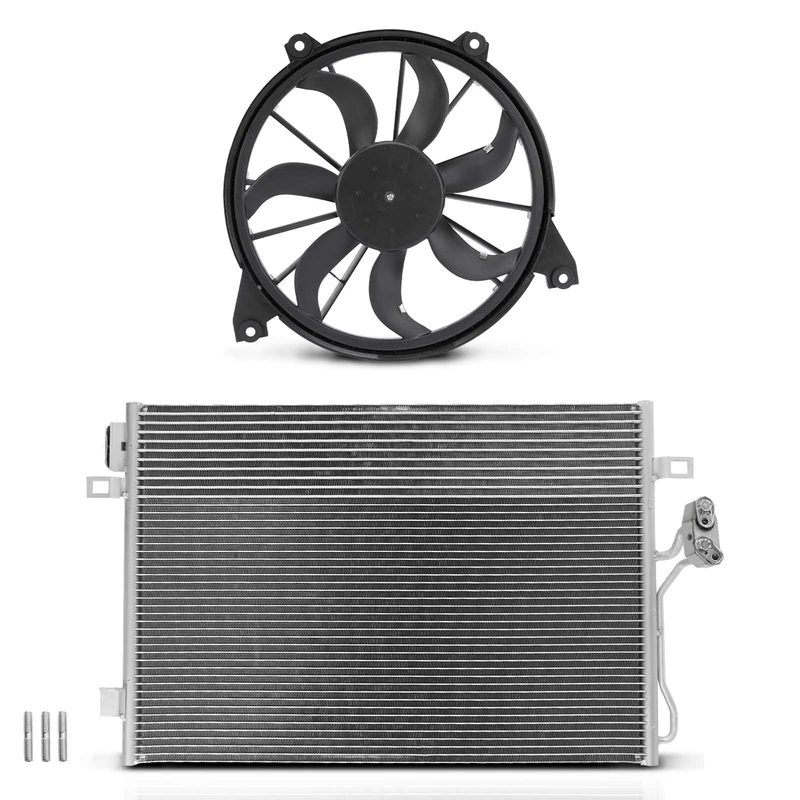 AC Condenser & Single Cooling Fan Assembly Kit for Dodge Journey 2009-2010