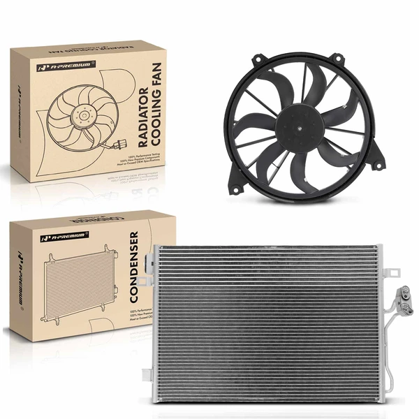 AC Condenser & Single Cooling Fan Assembly Kit for Dodge Journey 2009-2010