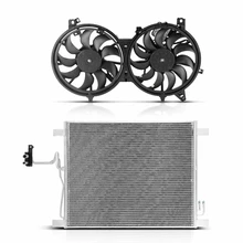 AC Condenser & Dual Cooling Fan Assembly Kit for Infiniti EX35 2008-2009 FX35 2009