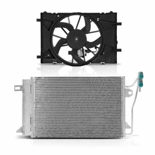 AC Condenser & Single Cooling Fan Assembly Kit for Ford Fusion 10-12 Lincoln