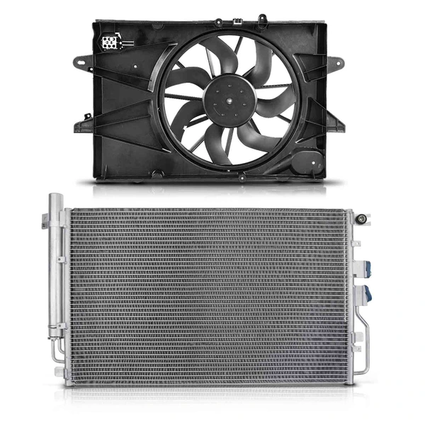 AC Condenser & Single Cooling Fan Assembly Kit for 2010-2015 GMC Terrain