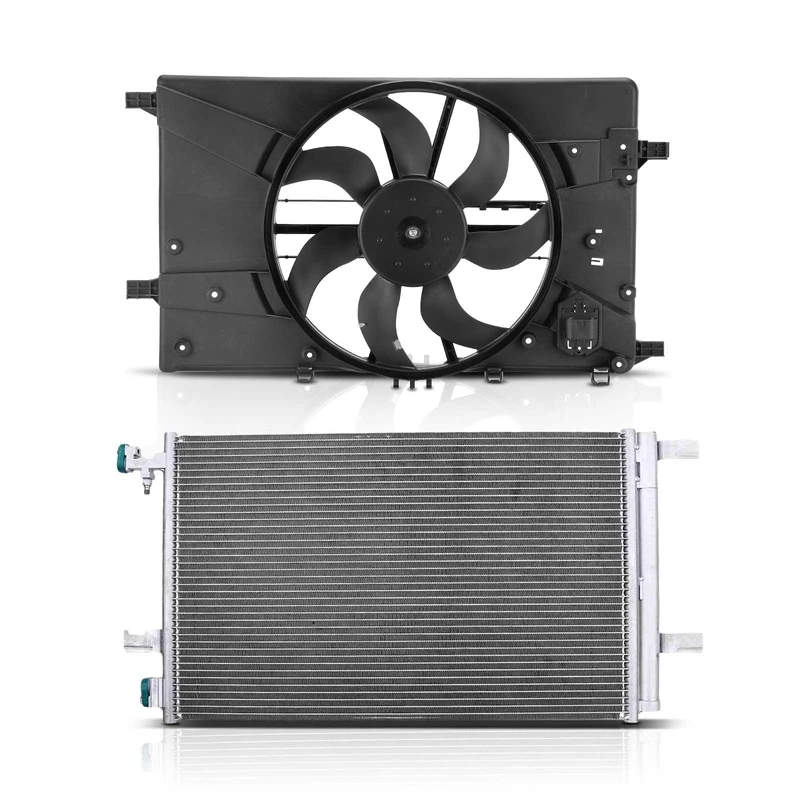 AC Condenser & Single Cooling Fan Assembly Kit for Chevrolet Cruze Buick Verano