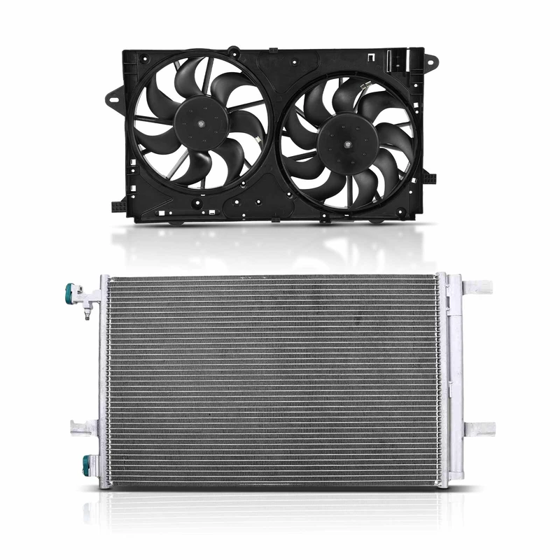 AC Condenser & Dual Cooling Fan Assembly Kit for Chevrolet Impala Malibu Buick