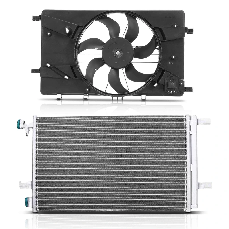 AC Condenser & Single Cooling Fan Assembly Kit for Buick Verano Chevrolet Cruze