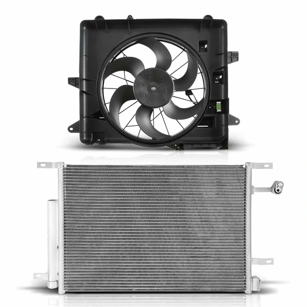 AC Condenser & Single Cooling Fan Assembly Kit for Ford Mustang 2010-2014