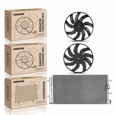 1 Pc AC Condenser & 2 Pcs Cooling Fan Assembly Kit