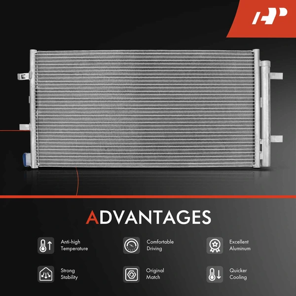 1 Pc AC Condenser & 2 Pcs Cooling Fan Assembly Kit for Audi A4 A4 Quattro A5 Q5 2.0L