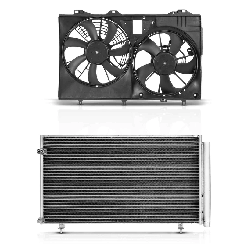 AC Condenser & Dual Cooling Fan Assembly Kit for Lexus RX350 10-15 Toyota Sienna