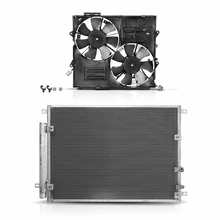 AC Condenser & Dual Cooling Fan Assembly Kit for Cadillac CTS 2009 V8 6.2L