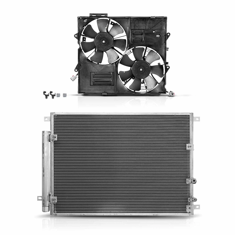 AC Condenser & Dual Cooling Fan Assembly Kit for Cadillac CTS 2009 V8 6.2L