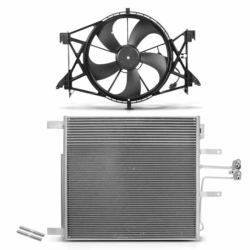 AC Condenser & Single Cooling Fan Assembly Kit for Dodge Ram 1500 2009-2010