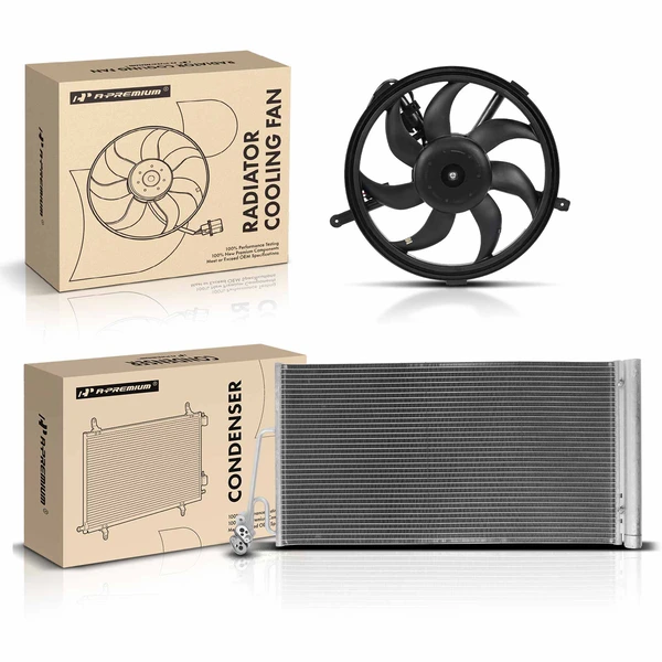 AC Condenser & Single Cooling Fan Assembly Kit for Mini Cooper 2007-2010 Countryman