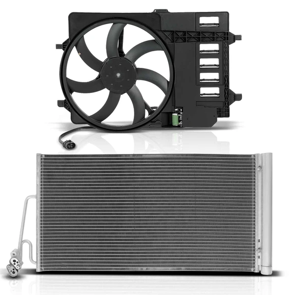 AC Condenser & Single Cooling Fan Assembly Kit for 2007-2008 Mini Cooper